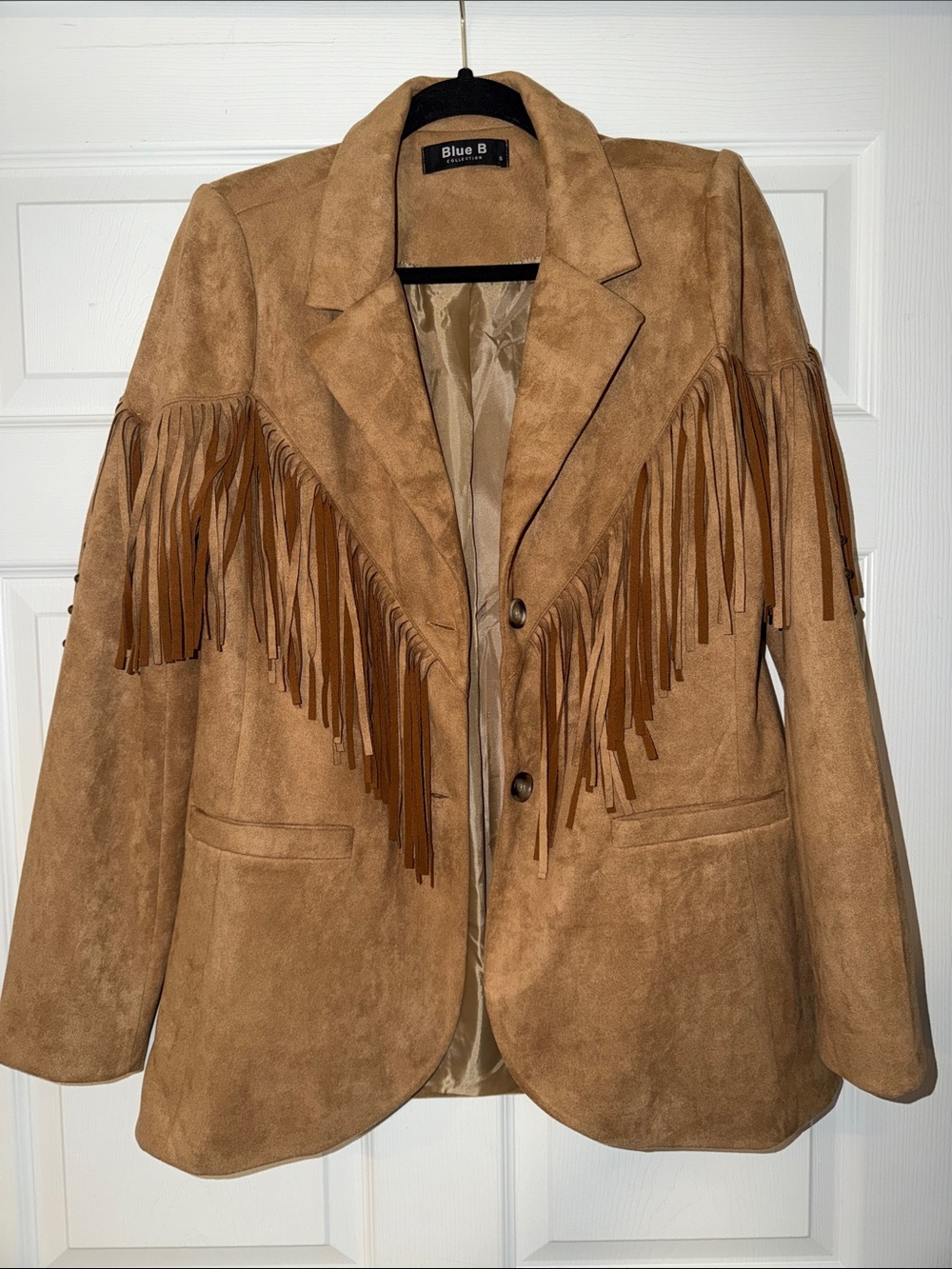Buckle Tan Suede Fringe Blazer Jacket